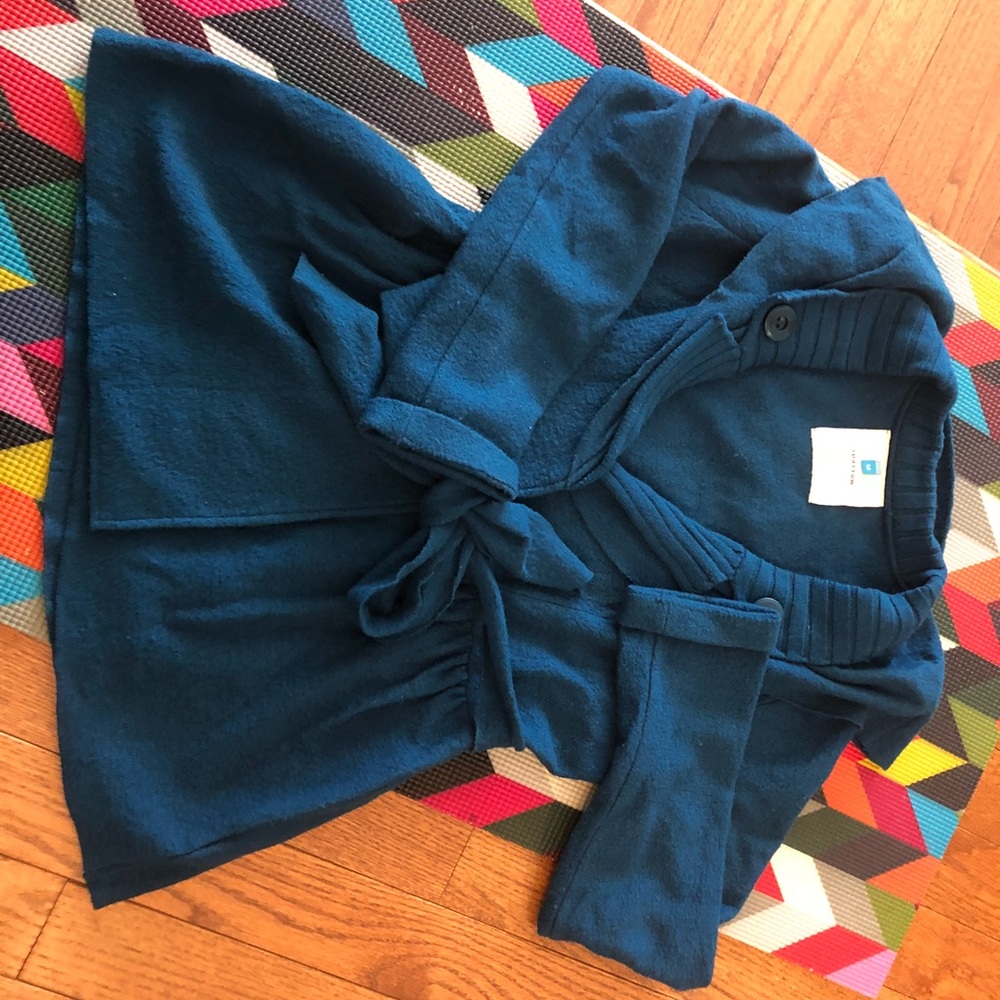 Jewel toned oversized Anthro belted sweater